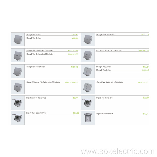 Switch and Socket with Shutter Vertical screwless terminal